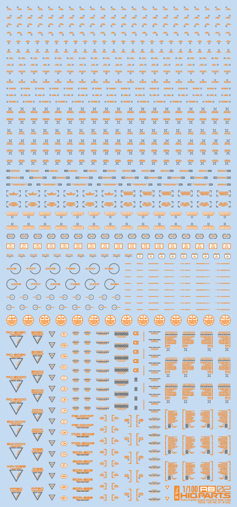 【在庫限り】1/100 RB02 コーションデカール オレンジ＆グレー（1枚入）