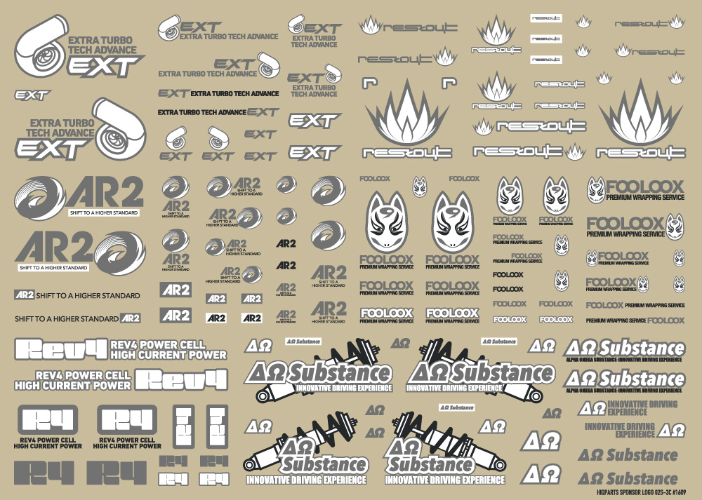 【在庫限り】スポンサーロゴデカール02S グレー・ダークグレー（1枚入）