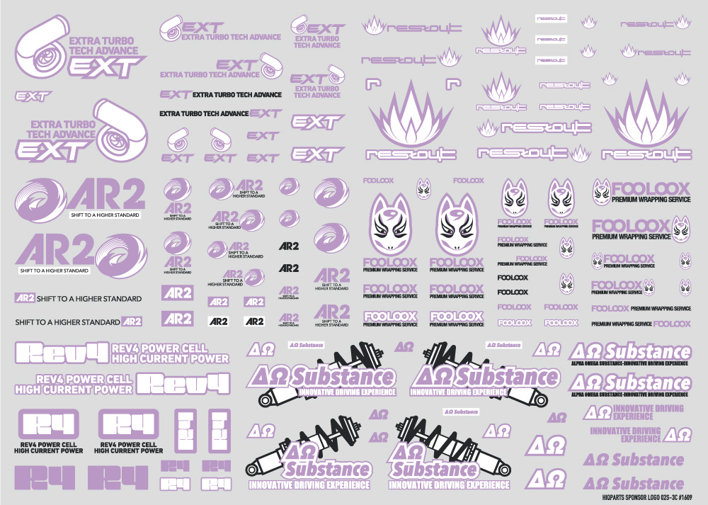 【在庫限り】スポンサーロゴデカール02S ライトパープル・ダークグレー（1枚入）