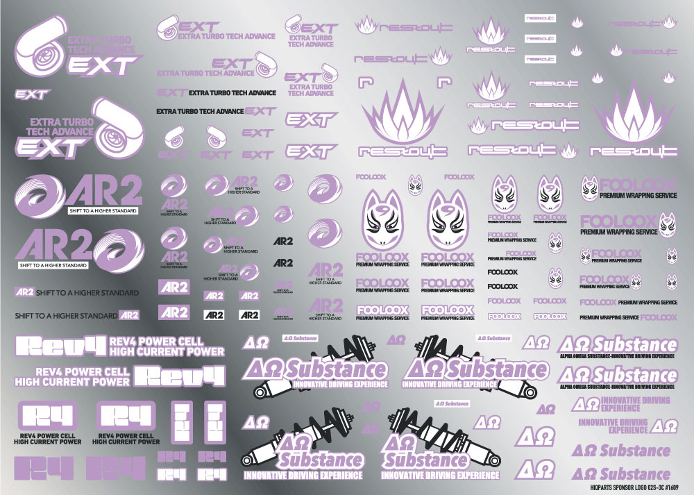 【在庫限り】スポンサーロゴデカール02S ライトパープル・ダークグレー（1枚入）