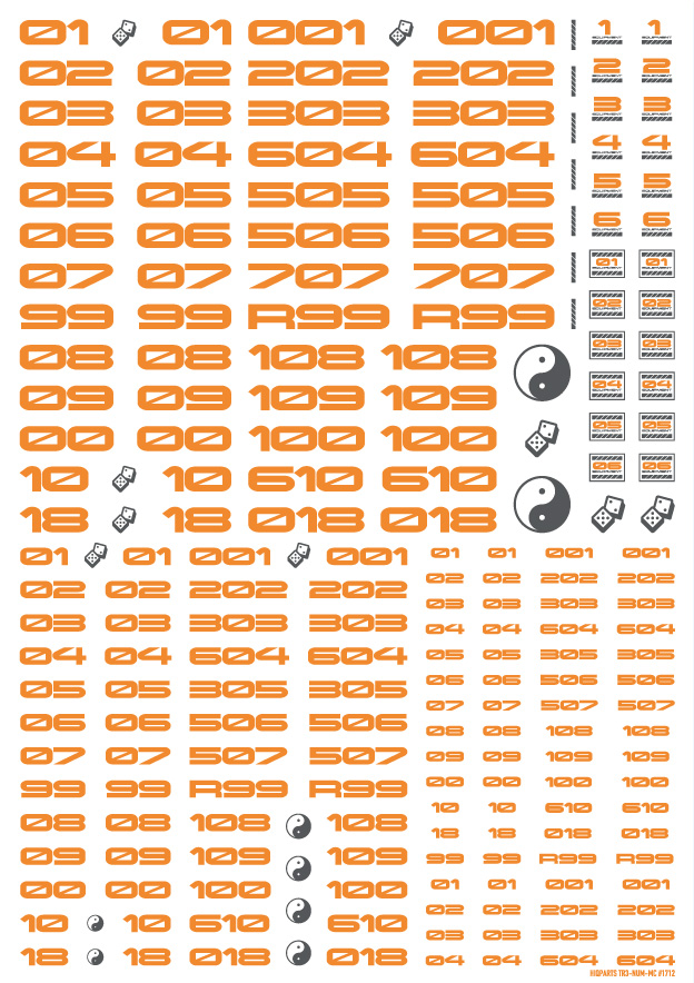 TRデカール3 ナンバー オレンジ（1枚入）