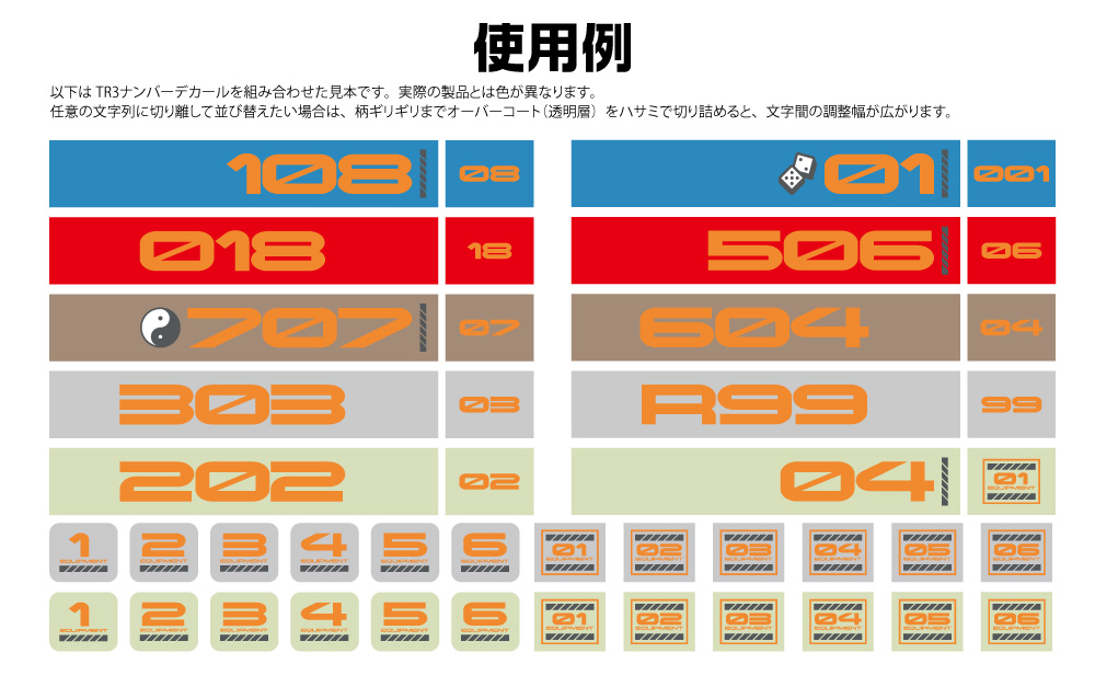 TRデカール3 ナンバー オレンジ（1枚入）