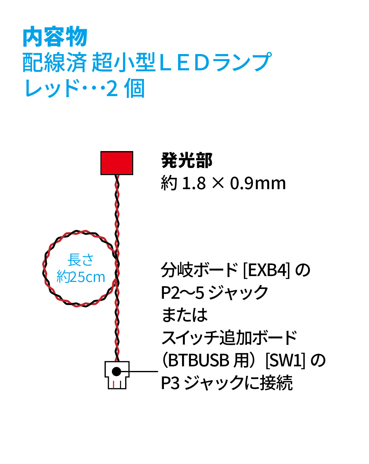 ワンタッチLEDシリーズ2 配線済超小型LEDランプ レッド（2個入）