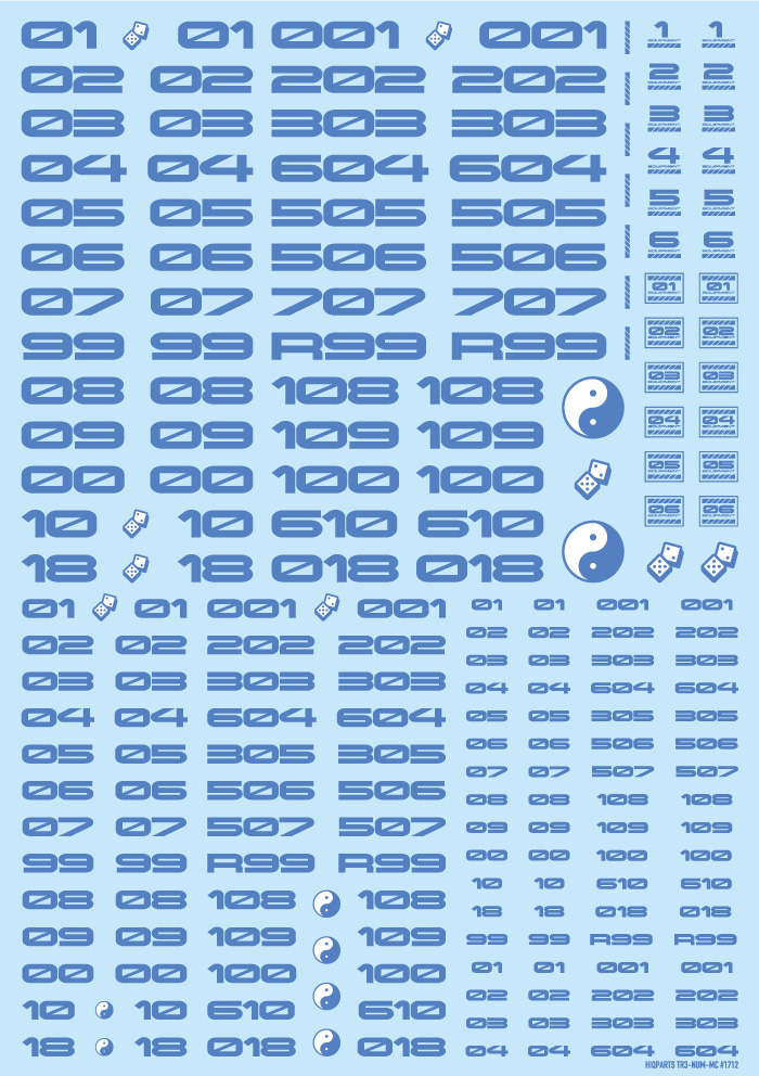 TRデカール3 ナンバー ブルー（1枚入）