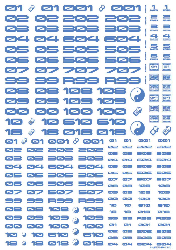 TRデカール3 ナンバー ブルー（1枚入）