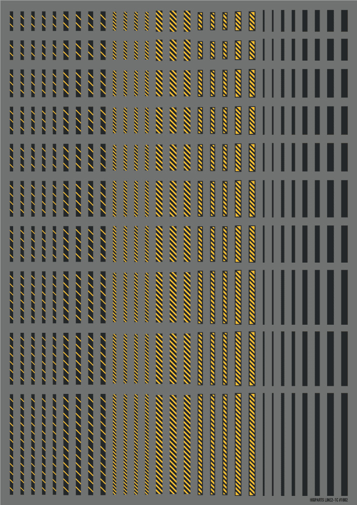 ラインデカール2 ダークグレー＋イエロー（1枚入）