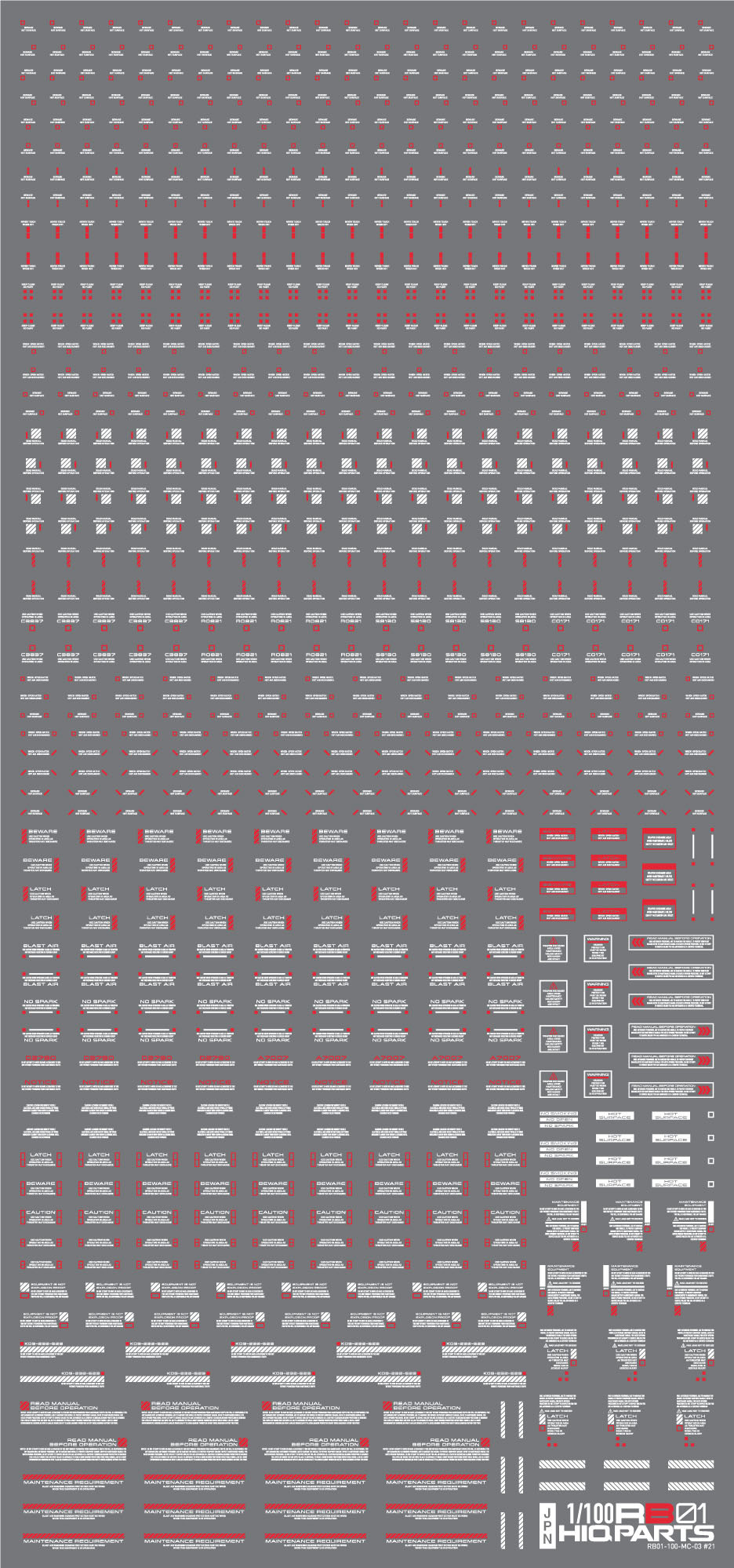 1/100 RB01 コーションデカール ホワイト＆レッド（1枚入）