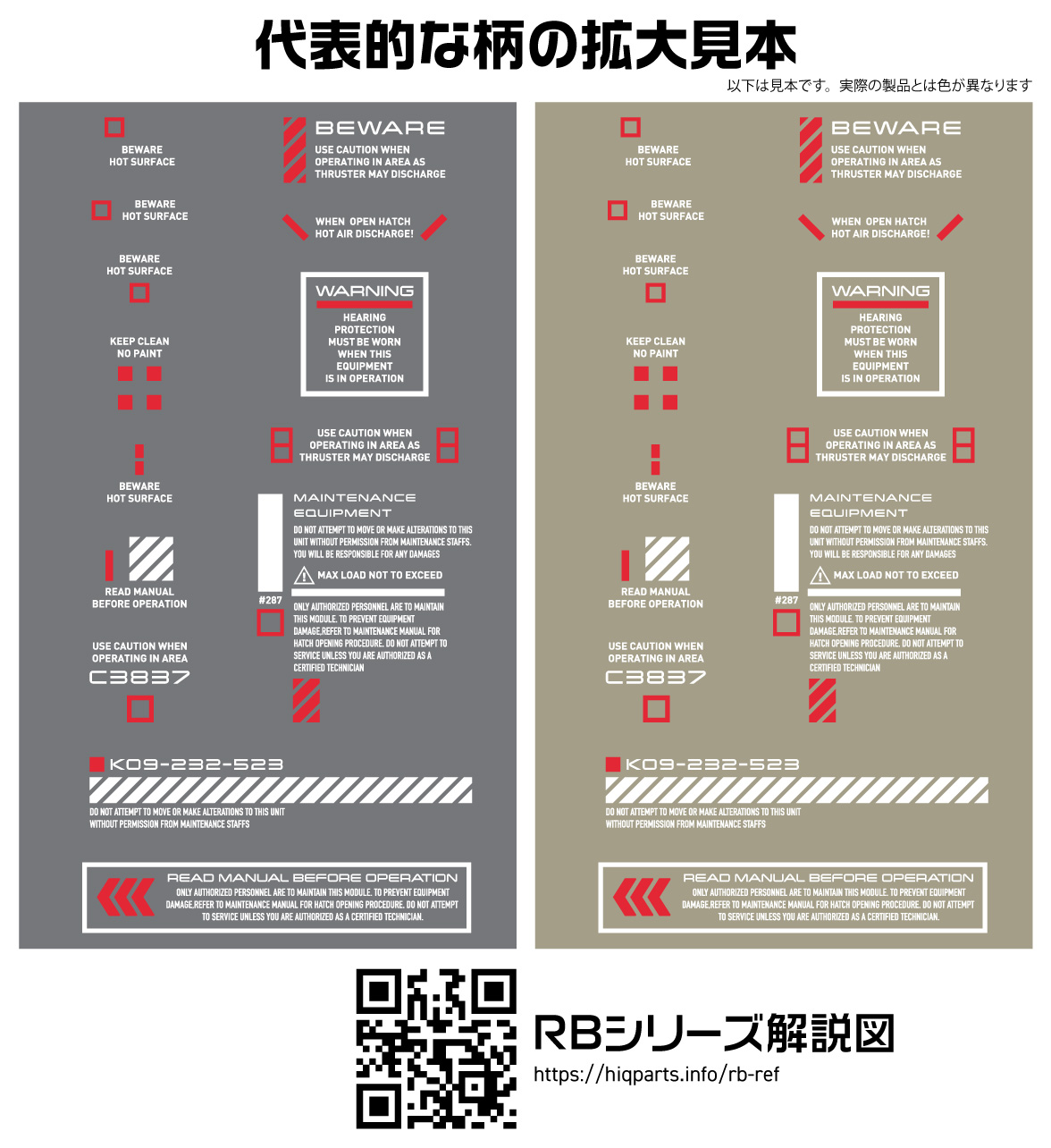 1/100 RB01 コーションデカール ホワイト＆レッド（1枚入）