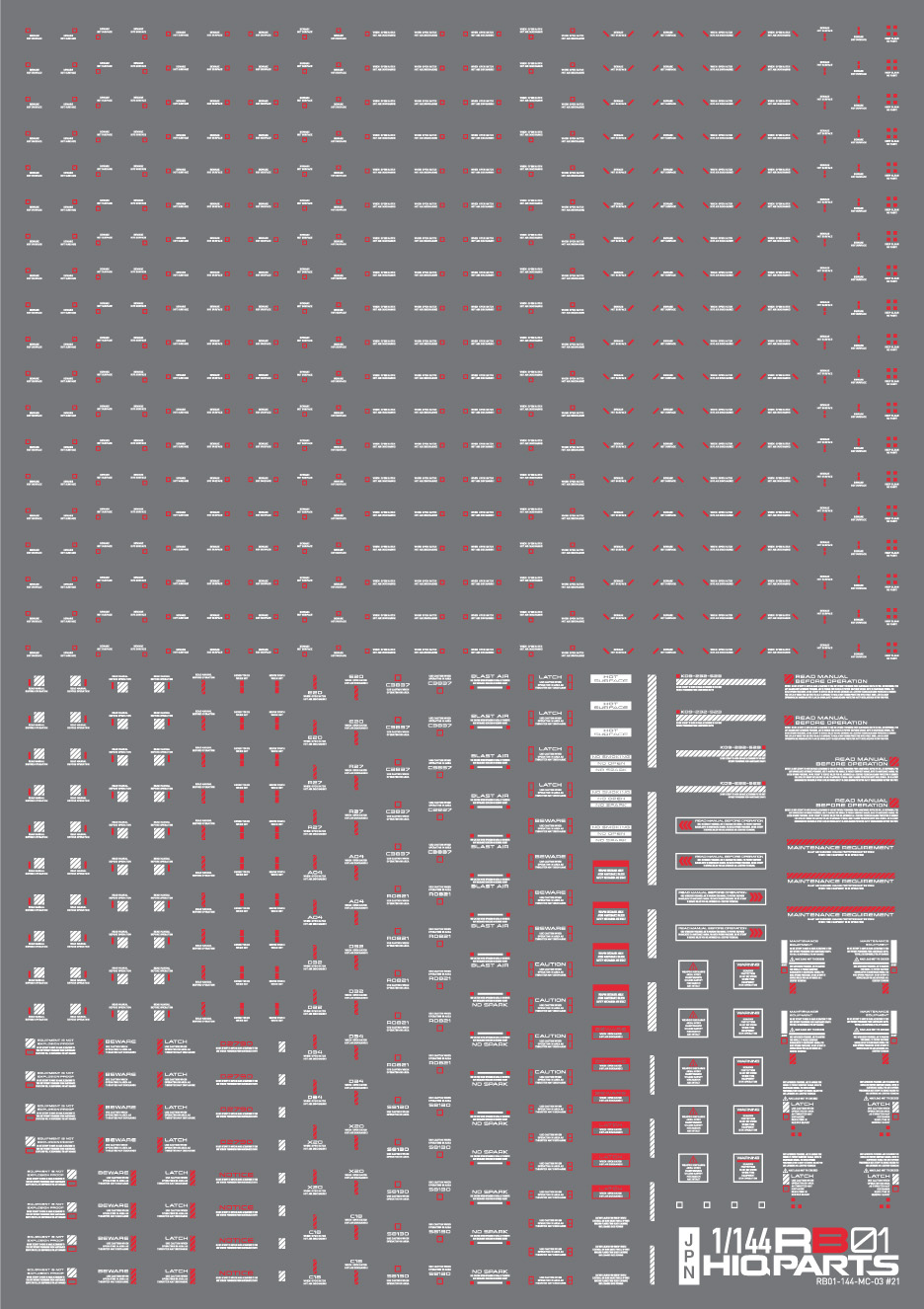 1/144 RB01 コーションデカール ホワイト＆レッド（1枚入）