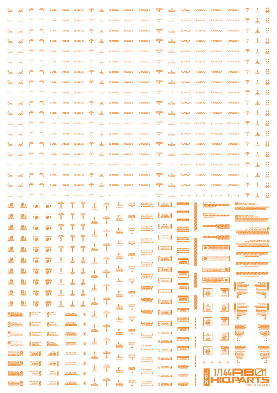 1/144 RB01 コーションデカール ワンカラーオレンジ（1枚入）