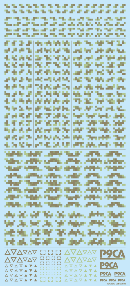 【在庫限り】ピクセル迷彩デカール2 森林迷彩（1枚入）