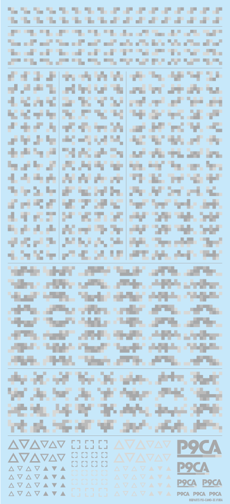 【在庫限り】ピクセル迷彩デカール2 クールグレー（1枚入）