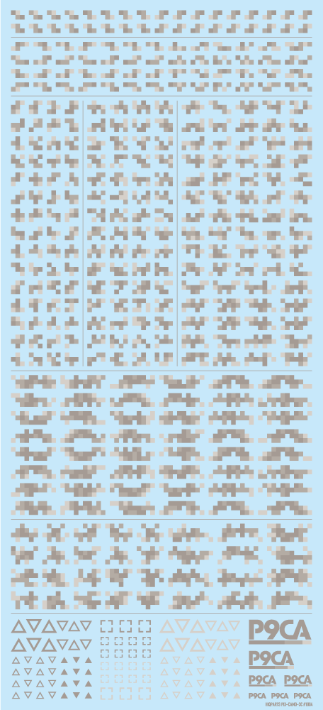 [在庫限り]ピクセル迷彩デカール2 ウォームグレー（1枚入）