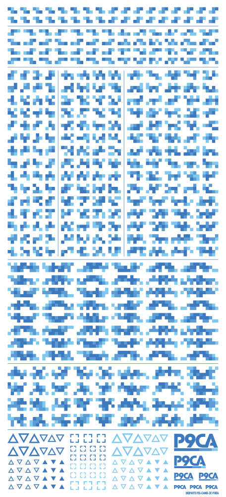 [在庫限り]ピクセル迷彩デカール2 ブルー（1枚入）