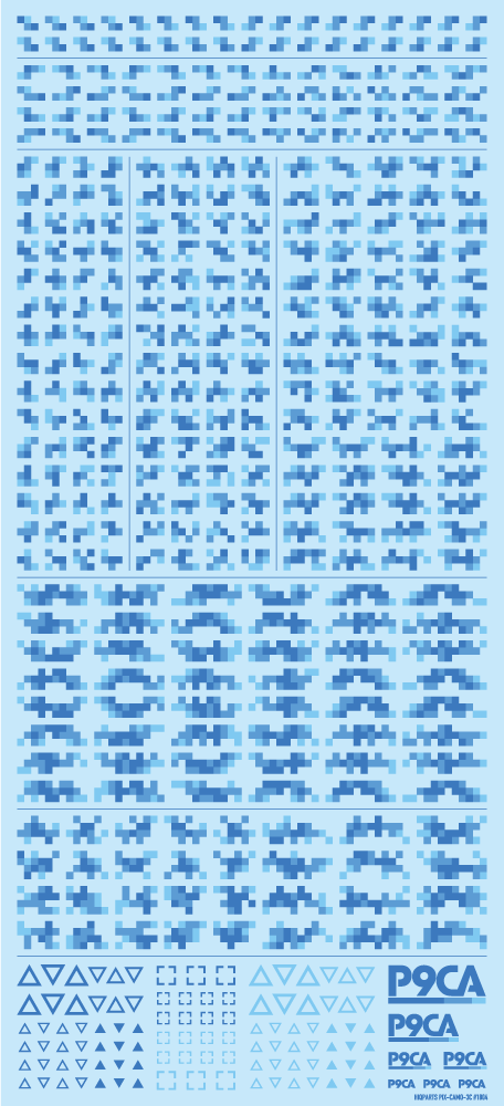 【在庫限り】ピクセル迷彩デカール2 ブルー（1枚入）